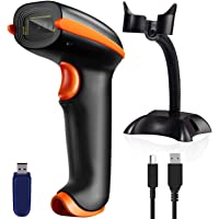 Tera 1D Escáner de Códigos de Barras Inalámbrico (Inalámbrico 2.4GHz + Cable USB 2.0)- Lector de Códigos de Barras de…